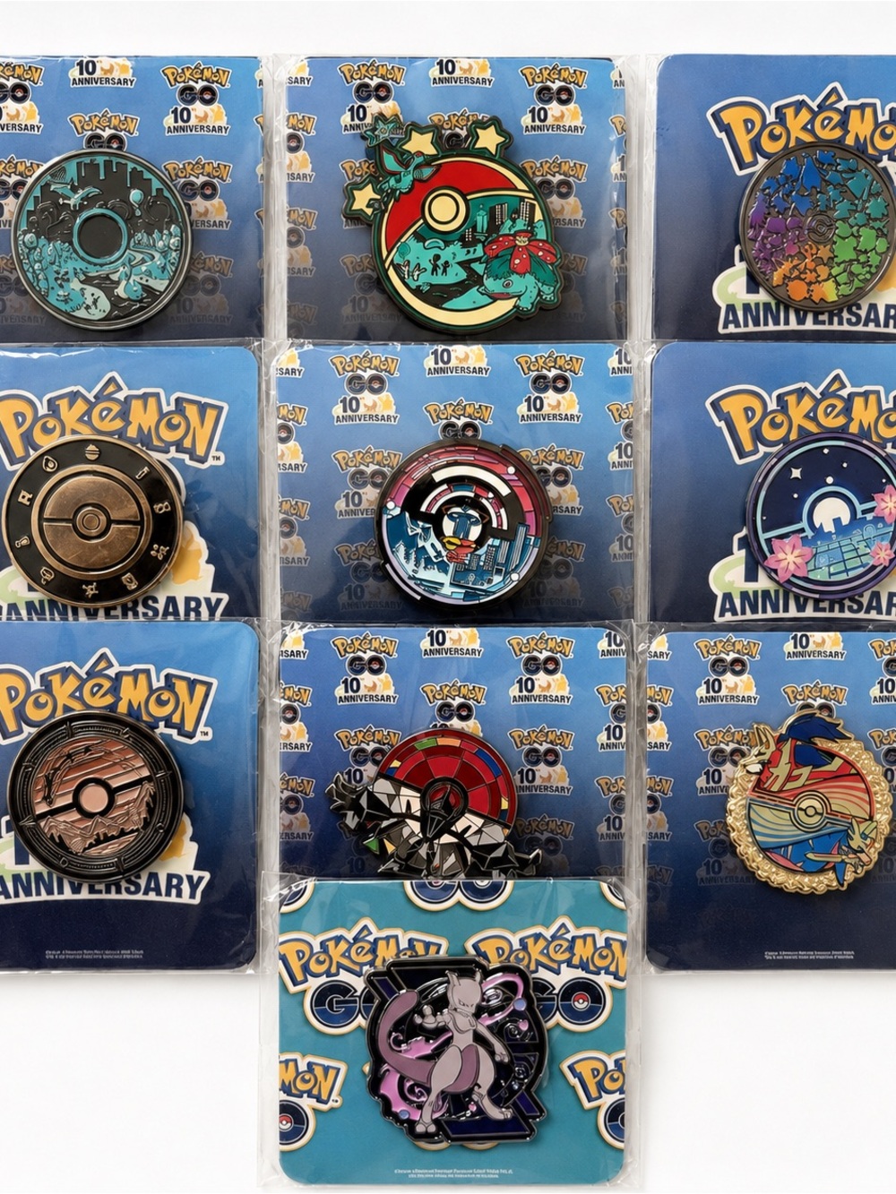 Pokémon GO Fest 2017–2026 Complete 10th Anniversary Lapel Pin Set New Sealed
